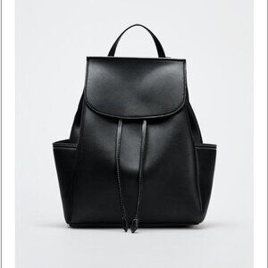 Zara Black Leather Backpack